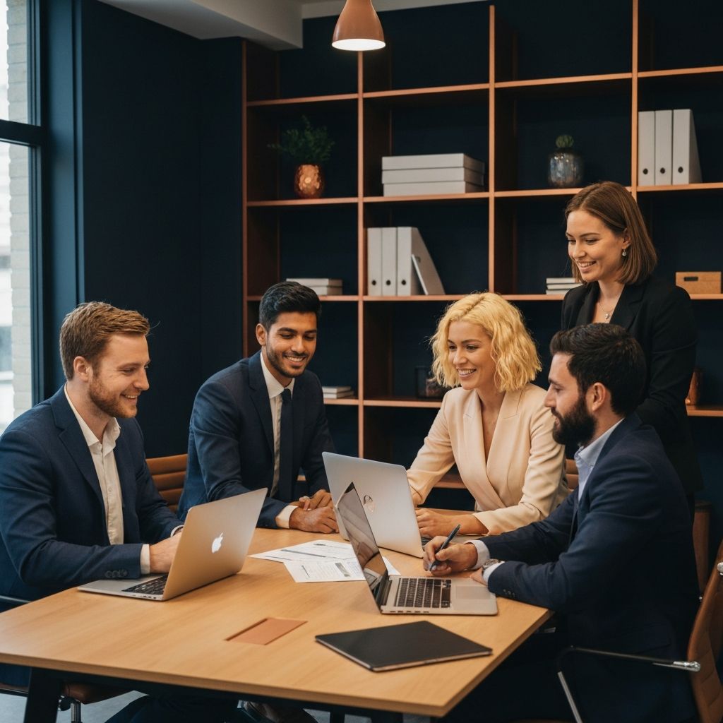 Legacy Builder team collaborating in a modern office